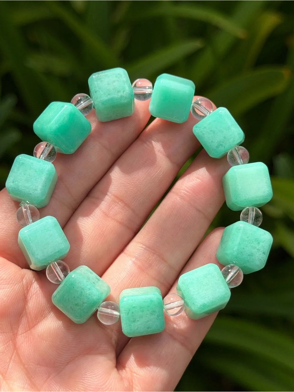 12mm strechable cubic amazonite bracelet 1751
